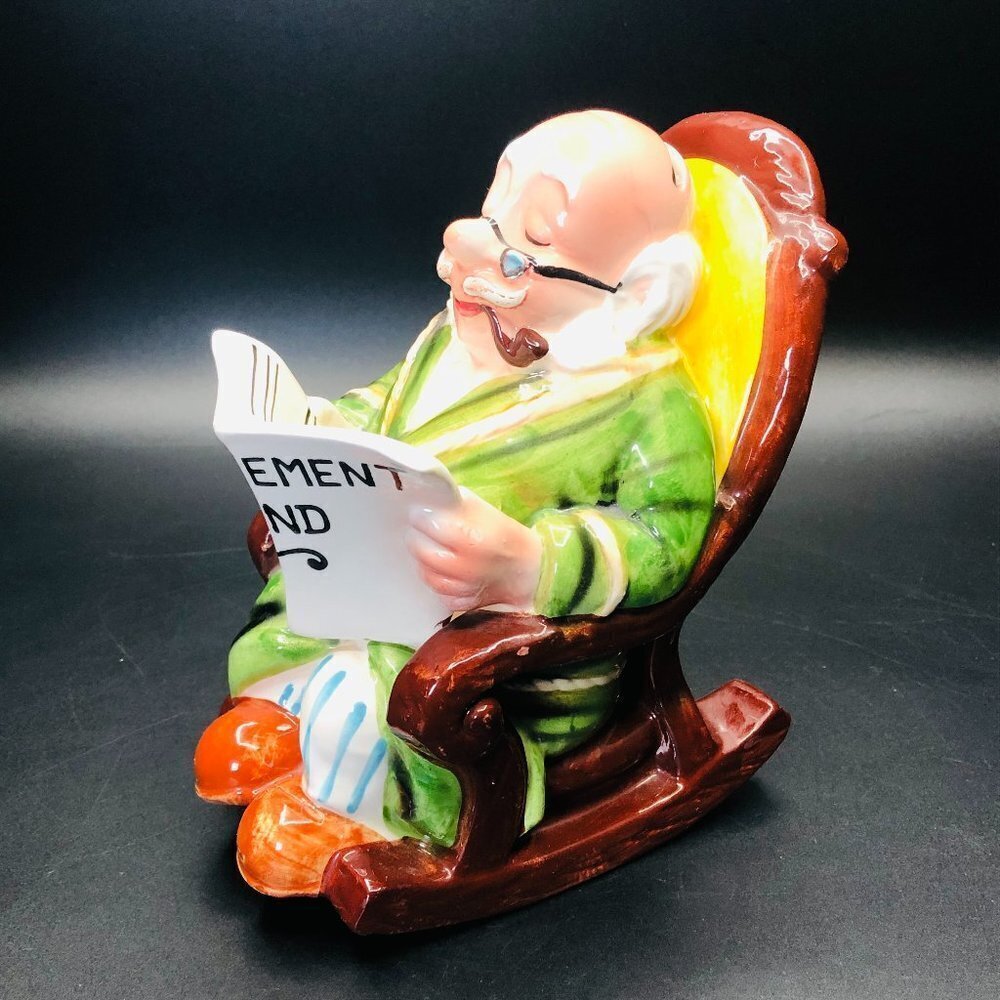 Vintage 𝅺LEFTON Retirement Fund Ceramic Coin Bank Kitsch Grandpa Gag Gift